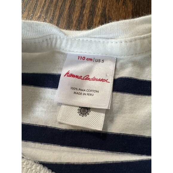 Hanna Andersson 100%Pima Cotton Blue White‎ Stripe Long Sleeve Shirt SZ  110 (5) - Picture 2 of 8